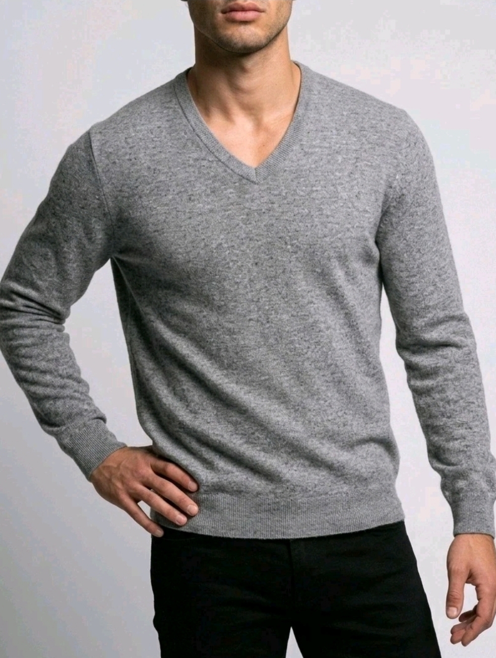 Club Room Sweater Mens XL Gray 100% Cashmere Pullover Quiet Luxury Minimalist